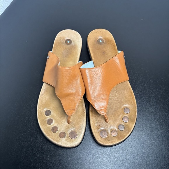 Juil Brio Leather Grounding Earthing Sandals Copper Orange Women's Sz 9 US - Picture 5 of 8